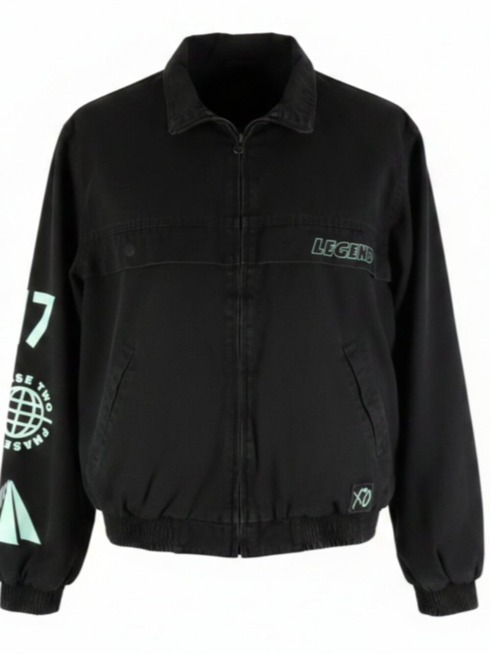 Weeknd Starboy Jacket Mens Large Black Green XO World Tour Full Zip Canvas 2017